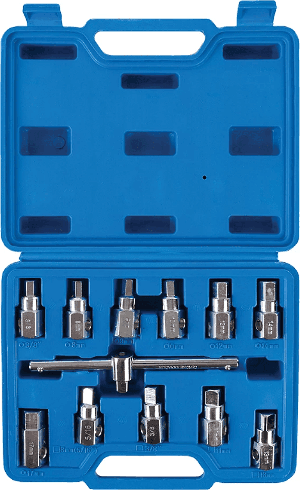 Set universale di chiavi per tappi di scarico in acciaio Silverline 12 pz