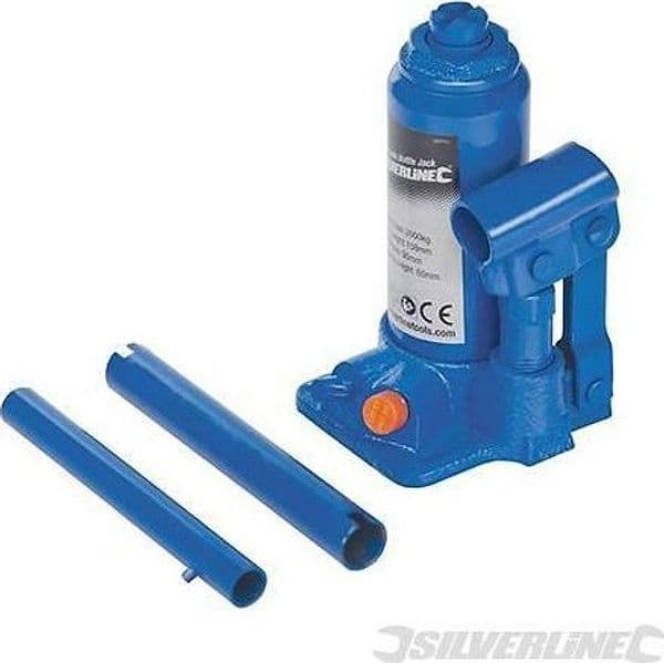 Cric idraulico con regolazione officina a bottiglia varie tonnellate Silverline – 10 tonnellate – blu
