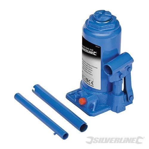 Cric idraulico con regolazione officina a bottiglia varie tonnellate Silverline Silverline