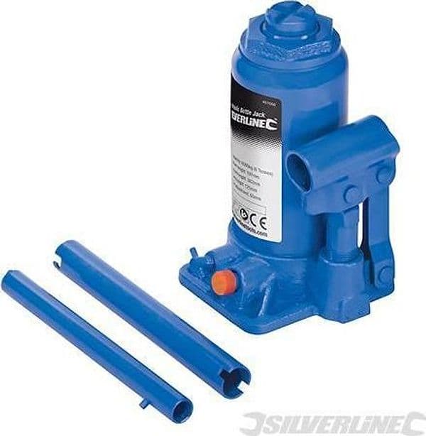 Cric idraulico con regolazione officina a bottiglia varie tonnellate Silverline Silverline