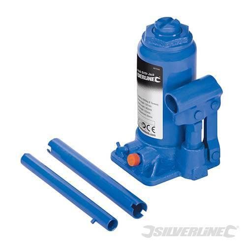 Cric idraulico con regolazione officina a bottiglia varie tonnellate Silverline Silverline