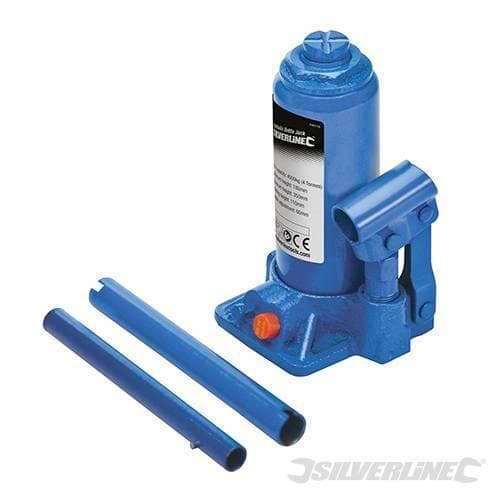 Cric idraulico con regolazione officina a bottiglia varie tonnellate Silverline Silverline
