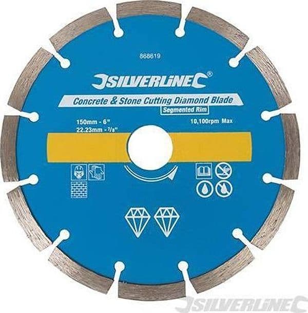Lama a disco diamantata per taglio su cemento e pietra compatibile con smerigliatrici angolari Silverline