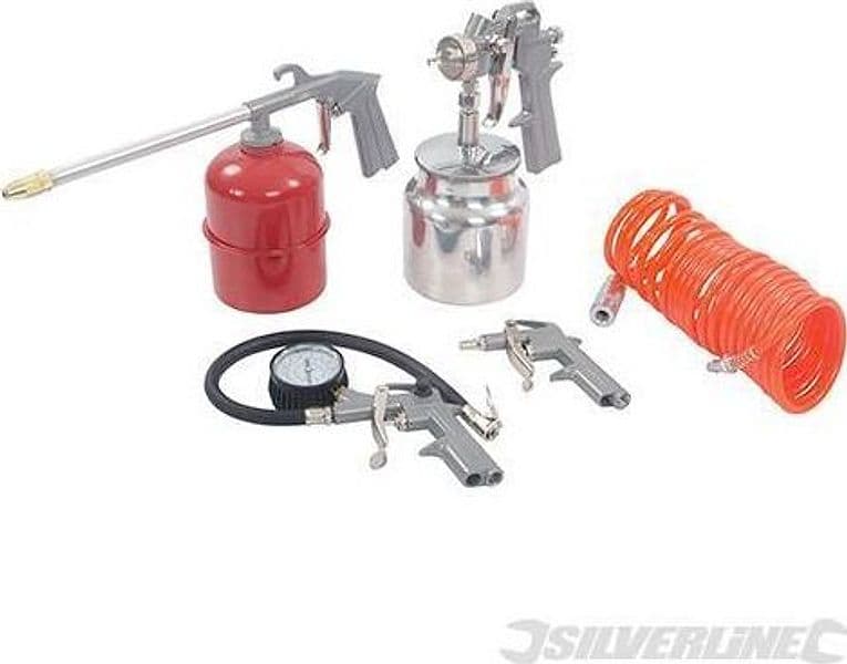 Kit di utensili pneumatici, compressore e accessori 5 p.zi silverline