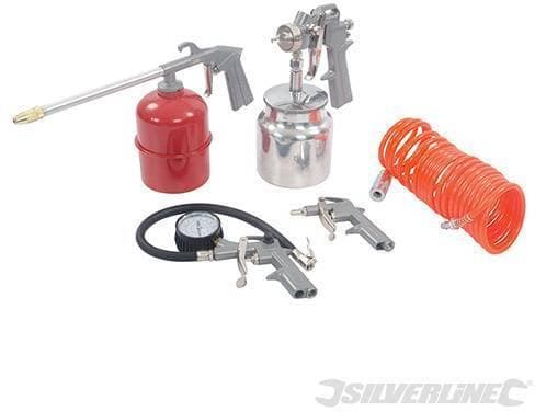 Kit di utensili pneumatici, compressore e accessori 5 p.zi silverline