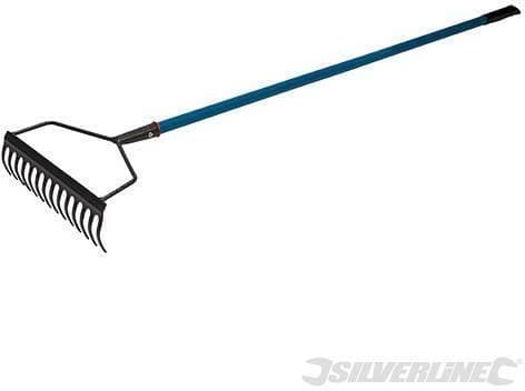 Rastrello per giardinaggio 1400 mm manico con impugnatura in gomma  in acciaio Silverline
