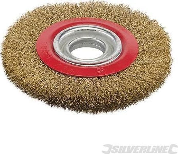 Spazzola a disco in acciaio ottonato per smerigliatrici da banco da 125mm offerta silverline – 125 x 20mm – tappeto
