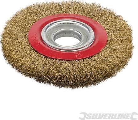 Spazzola a disco in acciaio ottonato per smerigliatrici da banco da 125mm offerta silverline