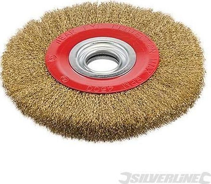 Spazzola a disco in acciaio ottonato per smerigliatrici da banco da 125mm offerta silverline - 4