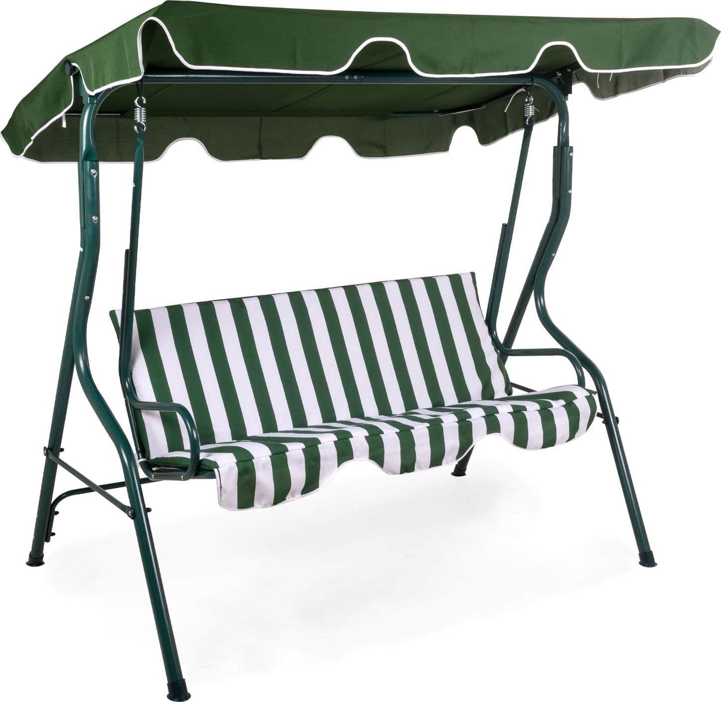 Dondolo "Amalfi" 3 posti altalena da giardino e veranda con cuscino imbottito 170 cm – Verde – Fdm Overseas – outdoor