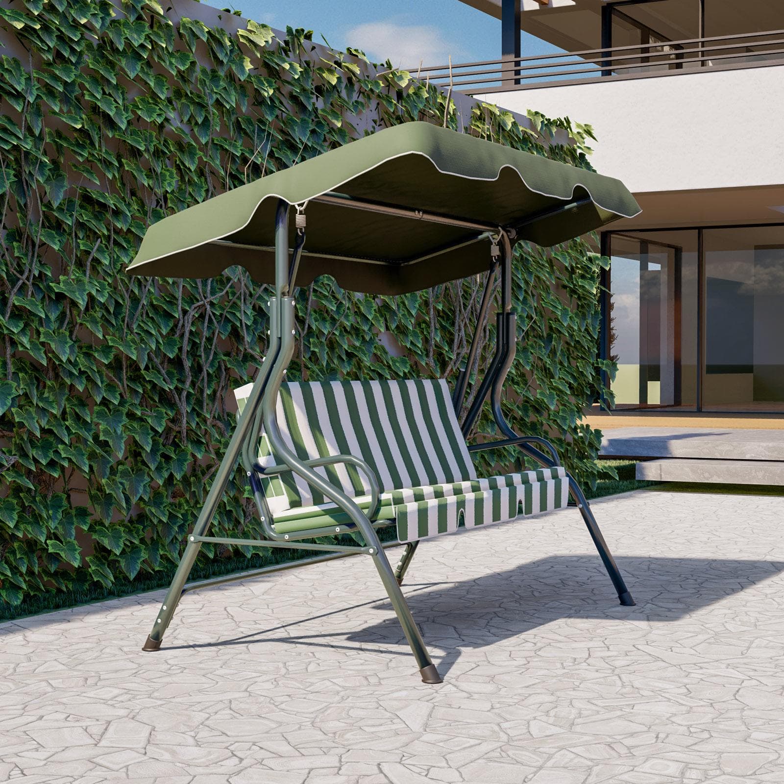 Dondolo "Amalfi" 3 posti altalena da giardino e veranda con cuscino imbottito 170 cm in Dondoli coperti Decor Space - Altamura, commercioVirtuoso.it