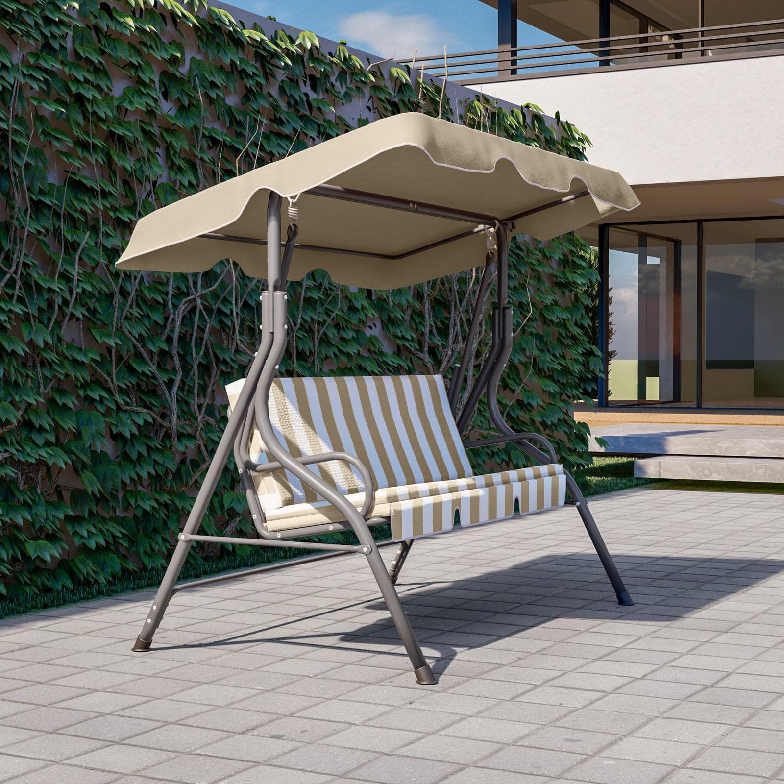 Dondolo "Amalfi" 3 posti altalena da giardino e veranda con cuscino imbottito 170 cm in Dondoli coperti Decor Space - Altamura, commercioVirtuoso.it