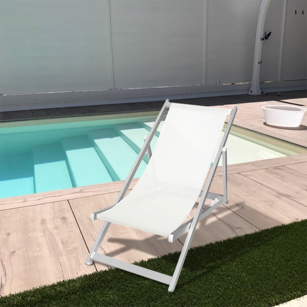 Sedia a sdraio "Jesolo" in alluminio e texilene per piscina e giardino regolabile in 4 posizioni in Lettini Decor Space - Altamura, commercioVirtuoso.it