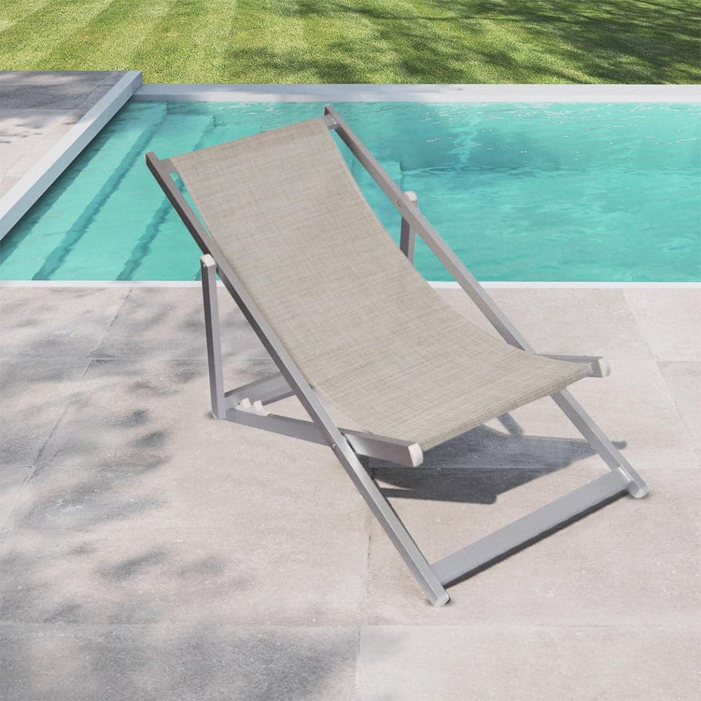 Sedia a sdraio "Jesolo" in alluminio e texilene per piscina e giardino regolabile in 4 posizioni in Lettini Decor Space - Altamura, commercioVirtuoso.it