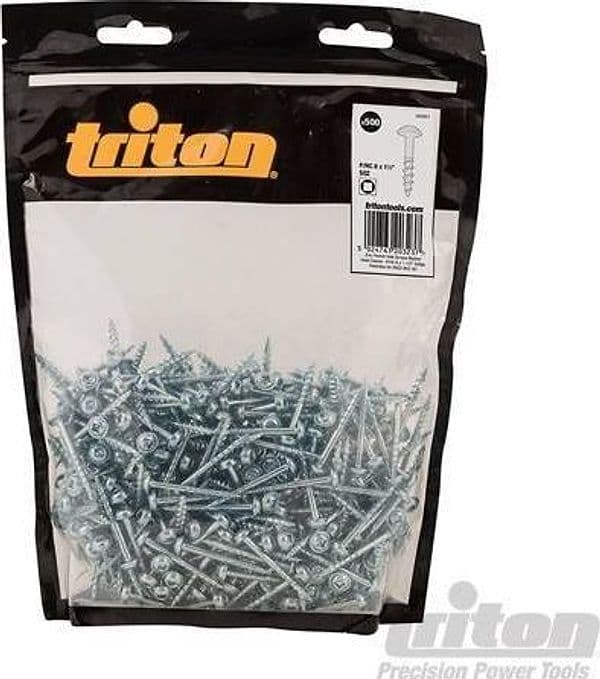 Set di Viti a Scomparsa Filettate Zincate 8x1-1/2" Testa a Rondella Triton – 500 Pezzi – plastica