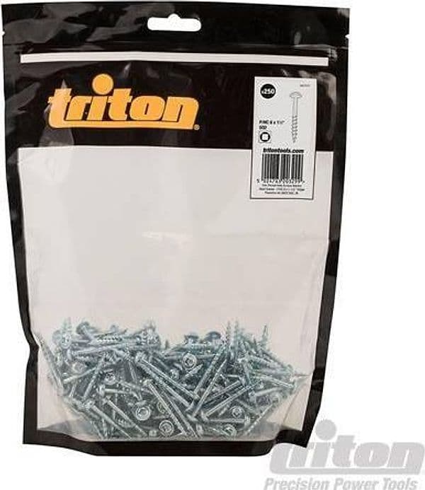 Set di Viti a Scomparsa Filettate Zincate 8x1-1/2" Testa a Rondella Triton – 100 Pezzi – metallo