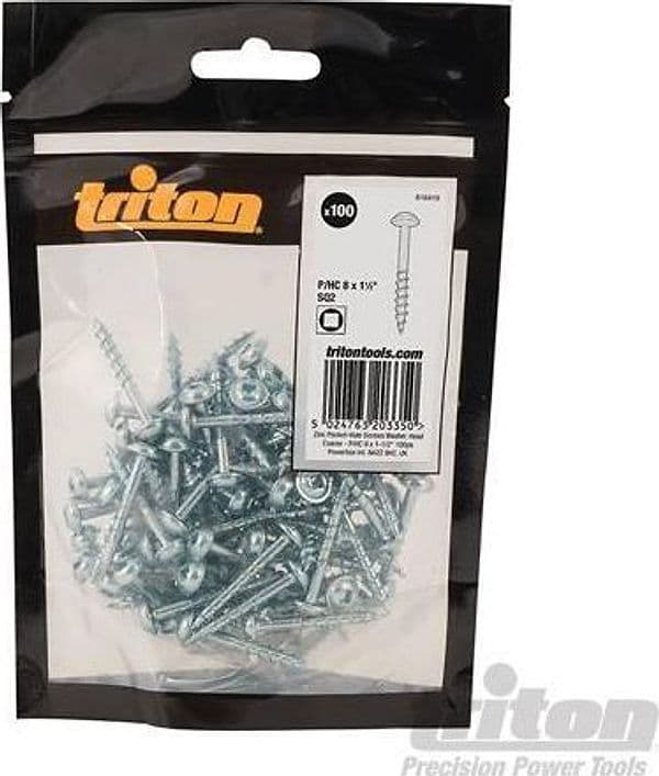 Set di Viti a Scomparsa Filettate Zincate 8x1-1/2" Testa a Rondella Triton – 250 Pezzi – metallo