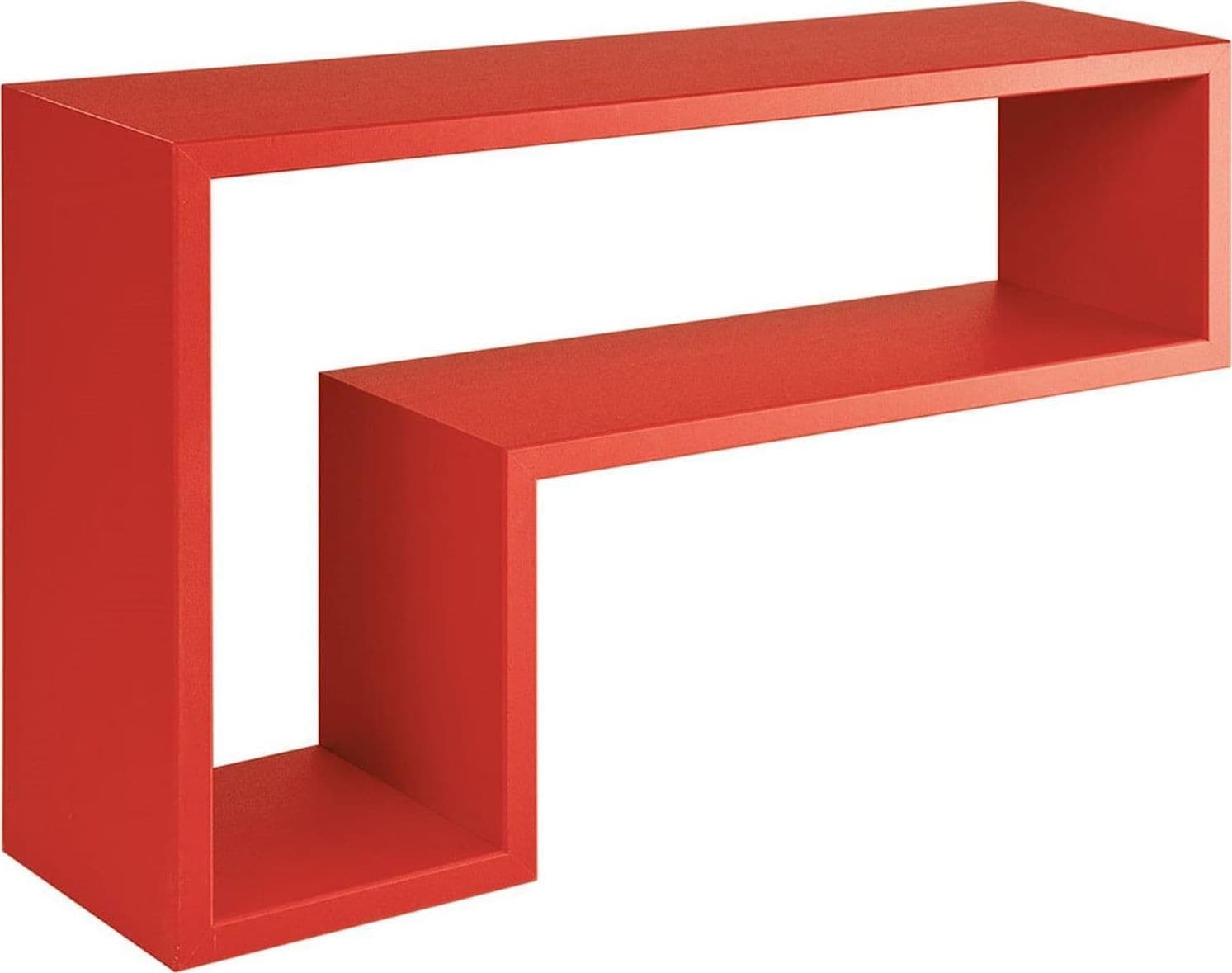 Mensole da Muro a Cubo, in legno, design lettera "L" (Rosso)