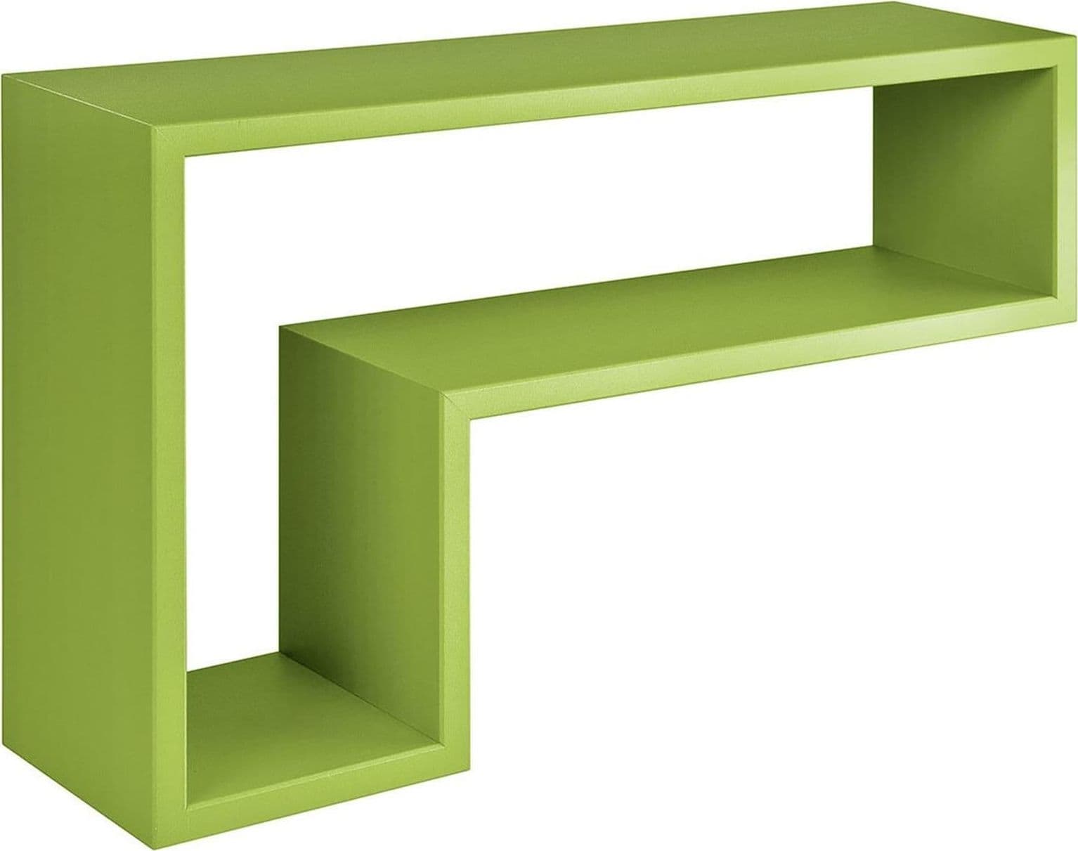 Mensole da Muro a Cubo, in legno, design lettera "L" (Verde)