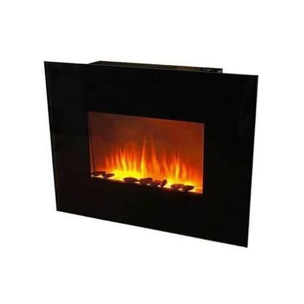 Camino da parete elettrico termoventilatore con fiamma finta e vetro temperato da 2000 W in Stufe elettriche Decor Space - Altamura, commercioVirtuoso.it
