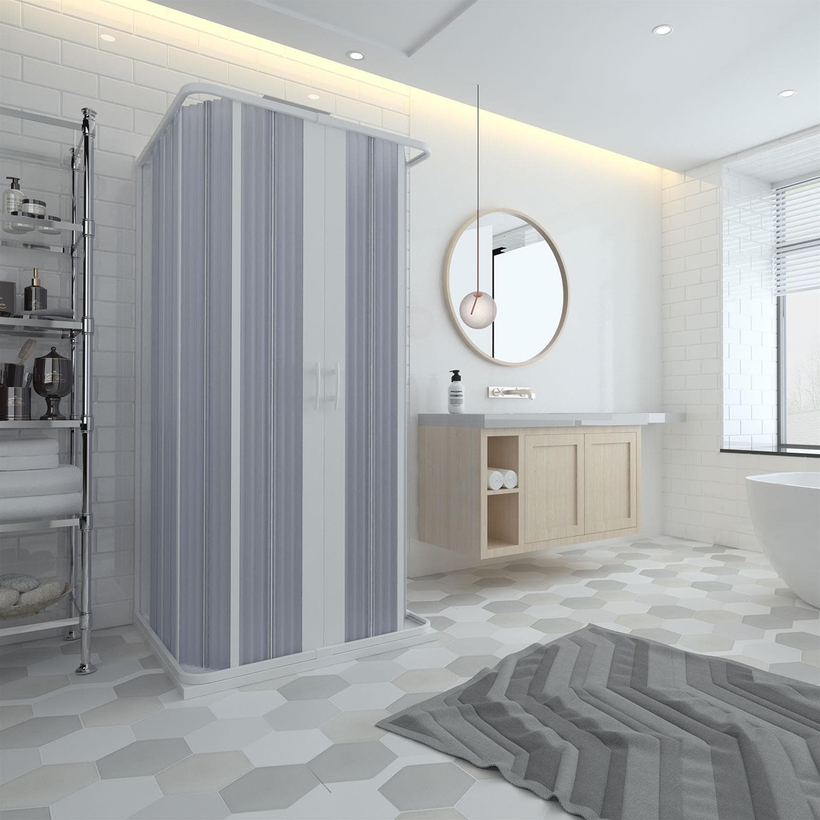 Box doccia 3 Lati "Flex" con fascia larga apertura centrale a soffietto riducibile "Made in Italy" Fai da te/Attrezzature per cucine e bagni/Attrezzature per bagni/Docce e componenti doccia/Box doccia Decor Space - Altamura, Commerciovirtuoso.it