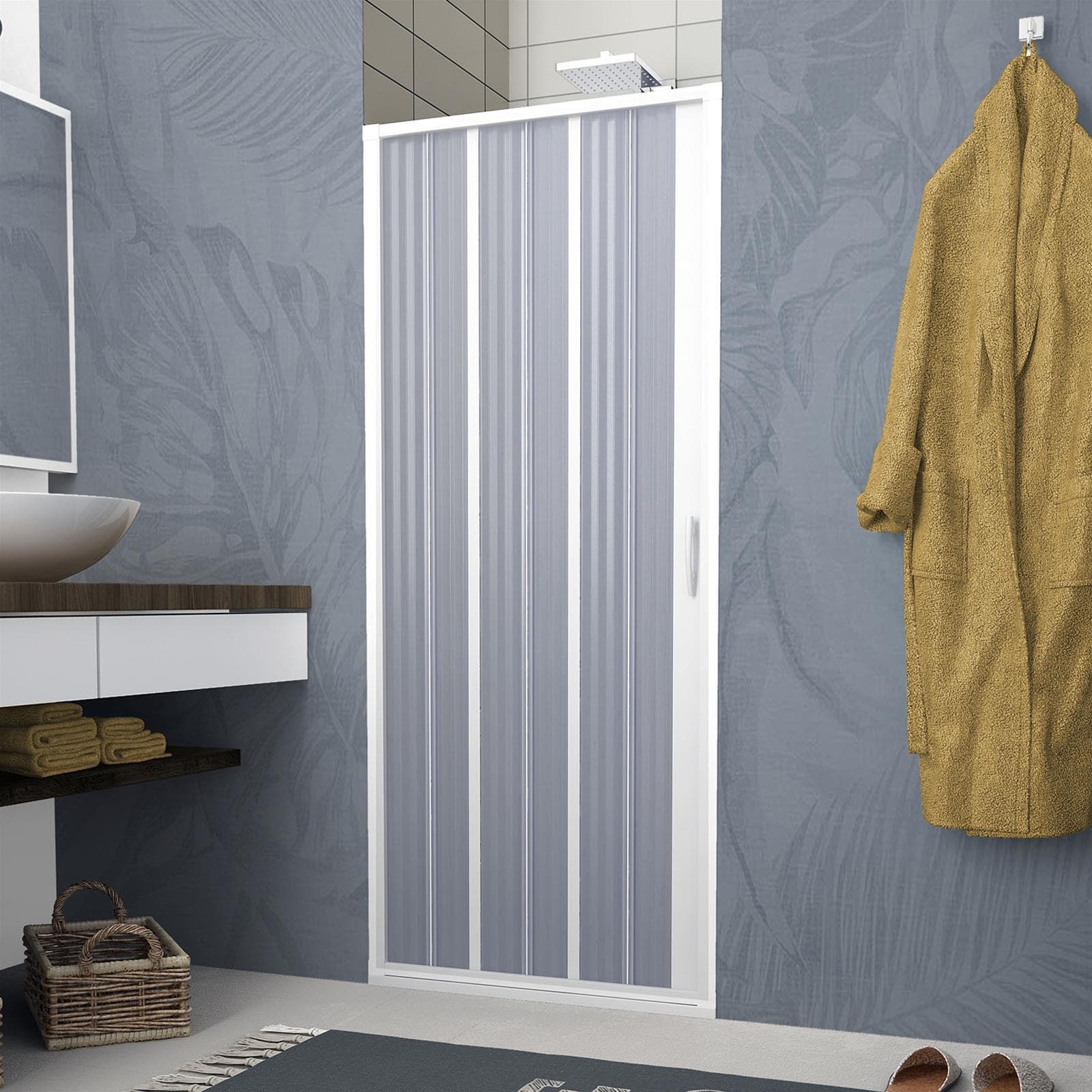 Box doccia per nicchia "Flex" con fascia larga apertura laterale a soffietto riducibile "Made in Italy" Fai da te/Attrezzature per cucine e bagni/Attrezzature per bagni/Docce e componenti doccia/Box doccia Decor Space - Altamura, Commerciovirtuoso.it