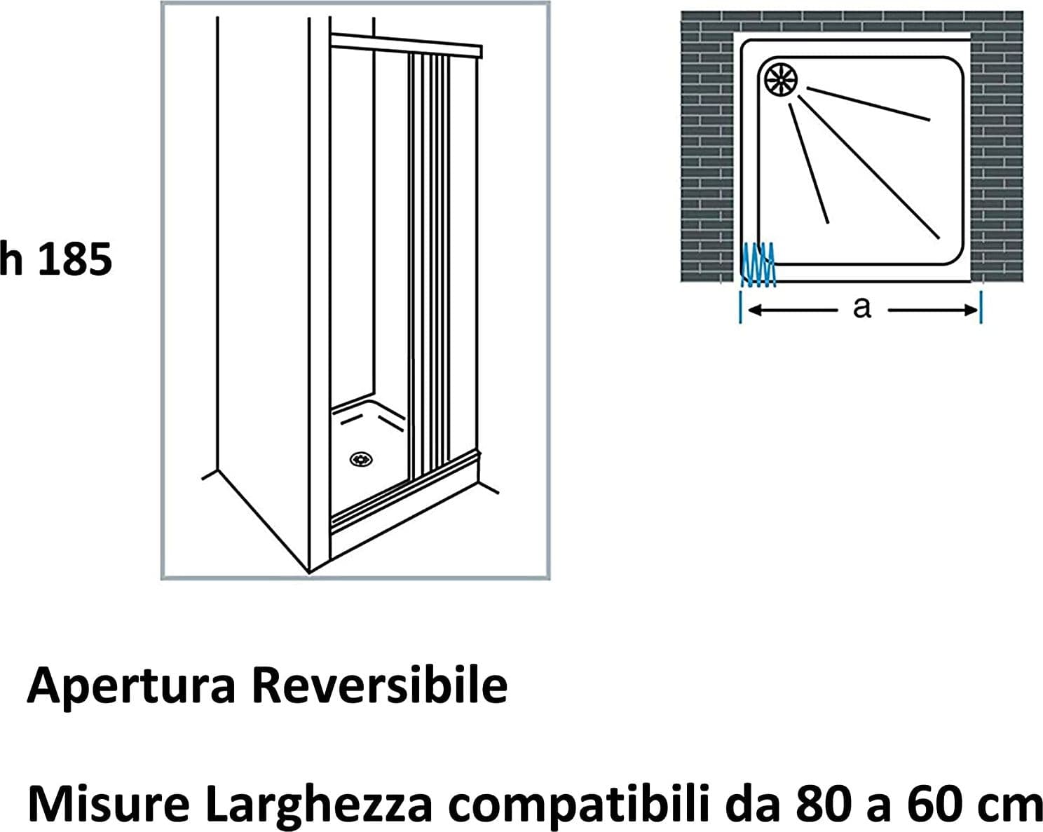 Box doccia per nicchia "Flex" con fascia larga apertura laterale a soffietto riducibile "Made in Italy" Fai da te/Attrezzature per cucine e bagni/Attrezzature per bagni/Docce e componenti doccia/Box doccia Decor Space - Altamura, Commerciovirtuoso.it
