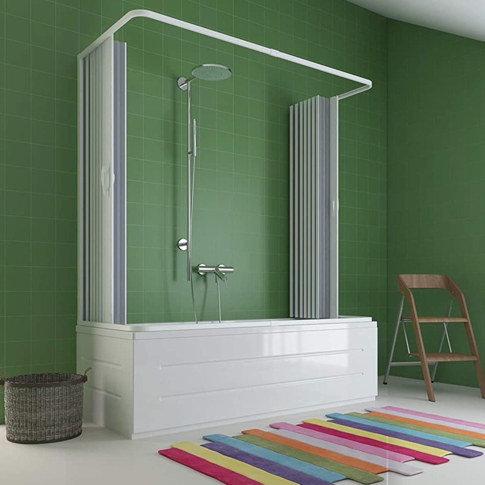 Box sopra vasca 3 Lati "Flex" con fascia larga apertura laterale a soffietto riducibile "Made in Italy" in Mobili a muro Decor Space - Altamura, commercioVirtuoso.it