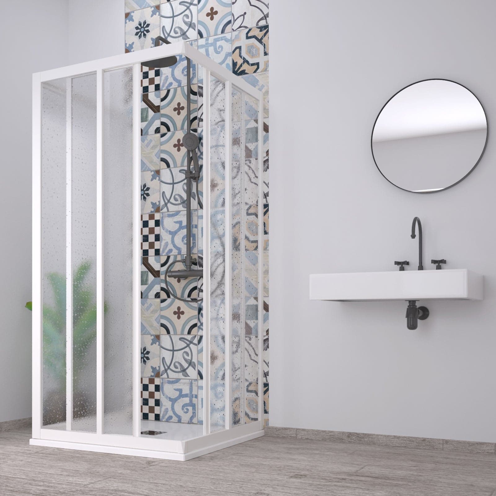 Box doccia 3 Lati "Acril" in Acrilico con profili in PVC apertura centrale riducibile "Made in Italy" in Box doccia Decor Space - Altamura, commercioVirtuoso.it