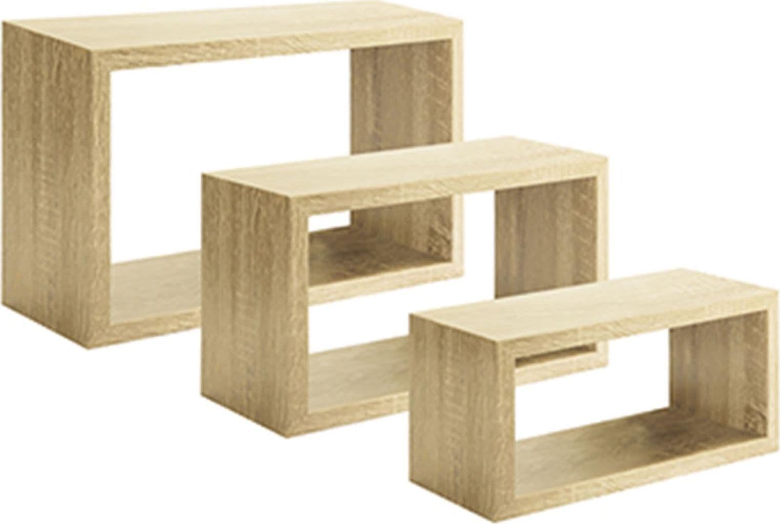 Set 3 cubi, mensole in legno "Trittico" da parete design moderno con fissaggio a scomparsa Casa e cucina/Organizzazione interni/Porta oggetti cassetti e scaffali/Mensole da muro Decor Space - Altamura, Commerciovirtuoso.it