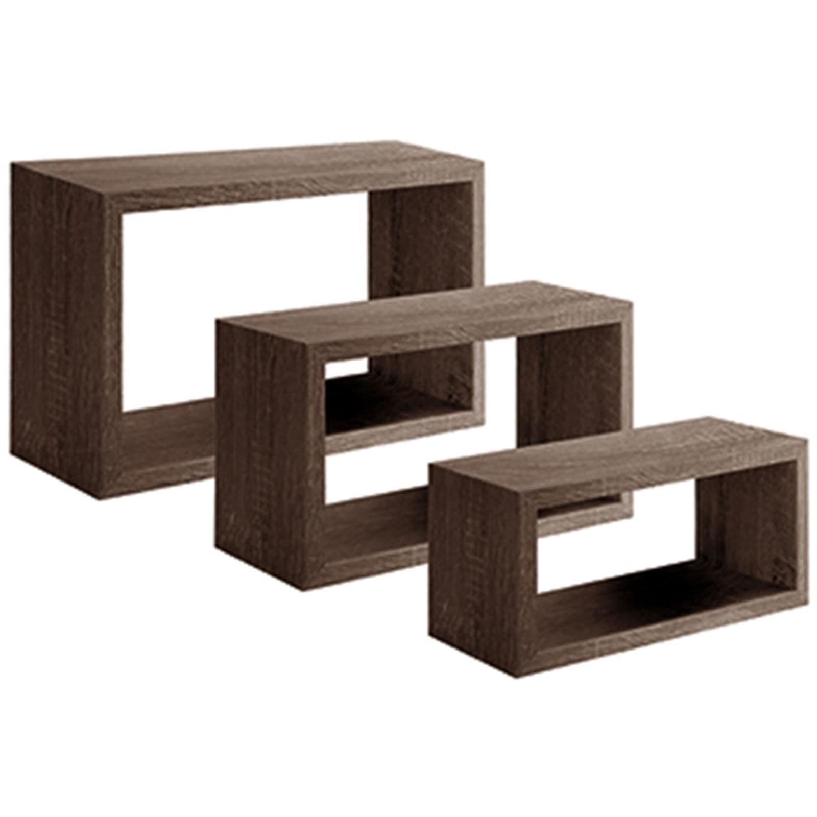 Set 3 cubi, mensole in legno "Trittico" da parete design moderno con fissaggio a scomparsa Casa e cucina/Organizzazione interni/Porta oggetti cassetti e scaffali/Mensole da muro Decor Space - Altamura, Commerciovirtuoso.it