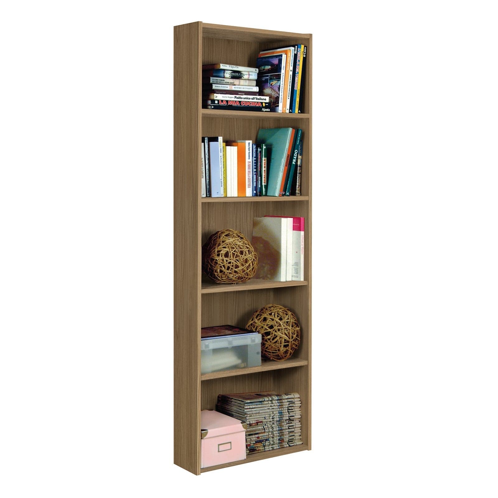 Libreria moderna in legno 5 ripiani per ufficio e cameretta h 175 cm Made in Italy in Librerie Decor Space - Altamura, commercioVirtuoso.it