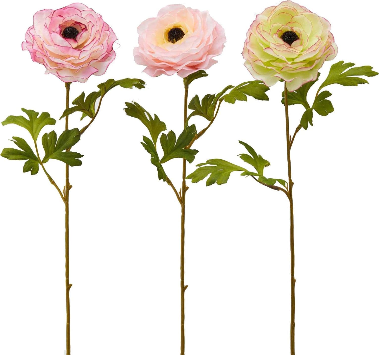 Fiore artificiale Ranuncolo Rex h 60 cm effetto realistico con stelo verdi - 2