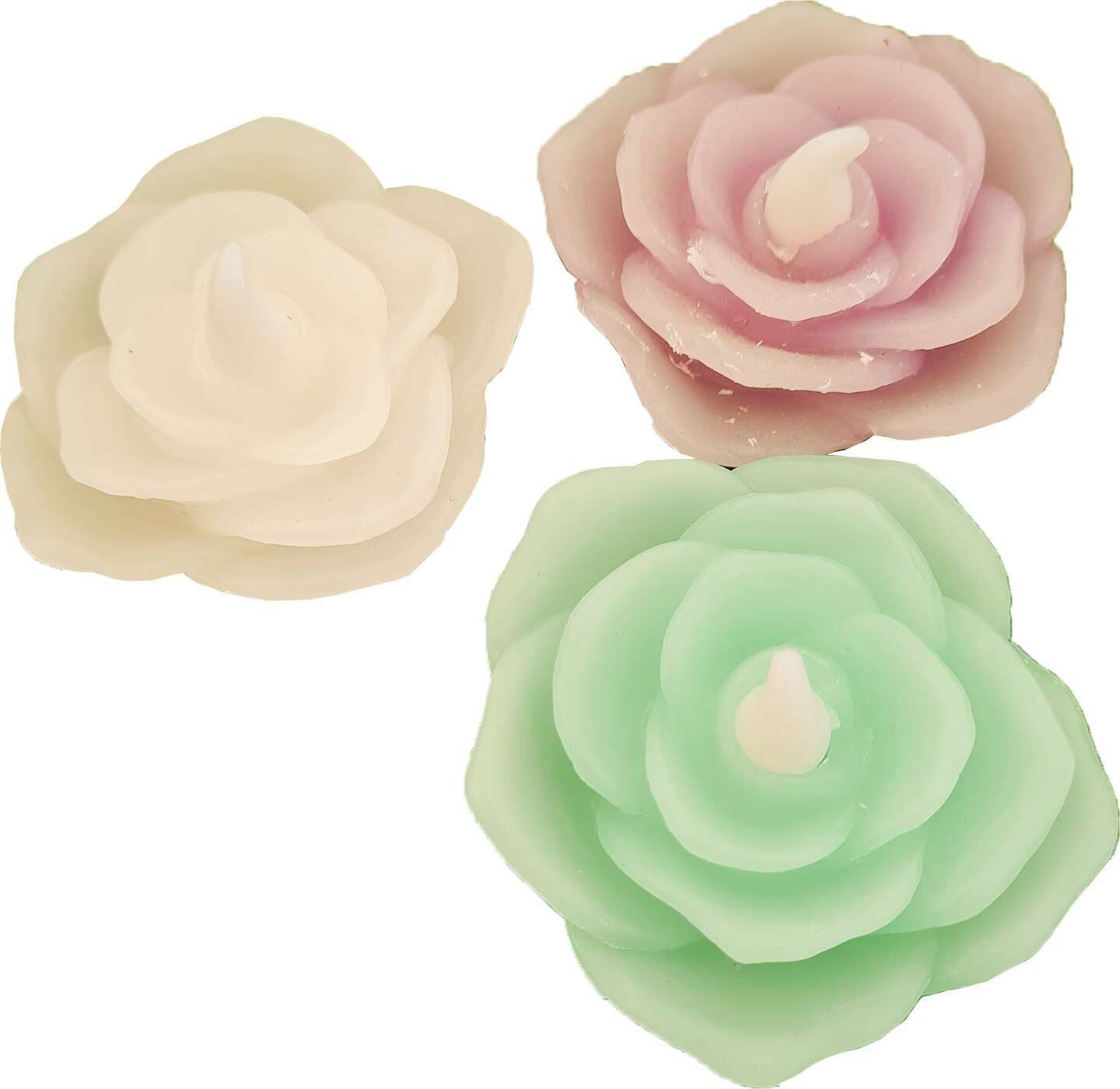 Set 2 cerini a forma di rosa sommergibili a led bianco caldo per interno ed esterno