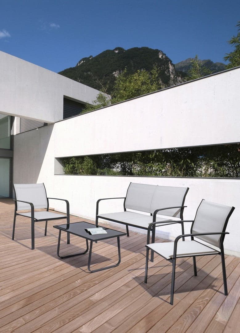 Salottino ''Arent'' in acciaio verniciato con texilene da esterno per giardino in Set di mobili Decor Space - Altamura, commercioVirtuoso.it