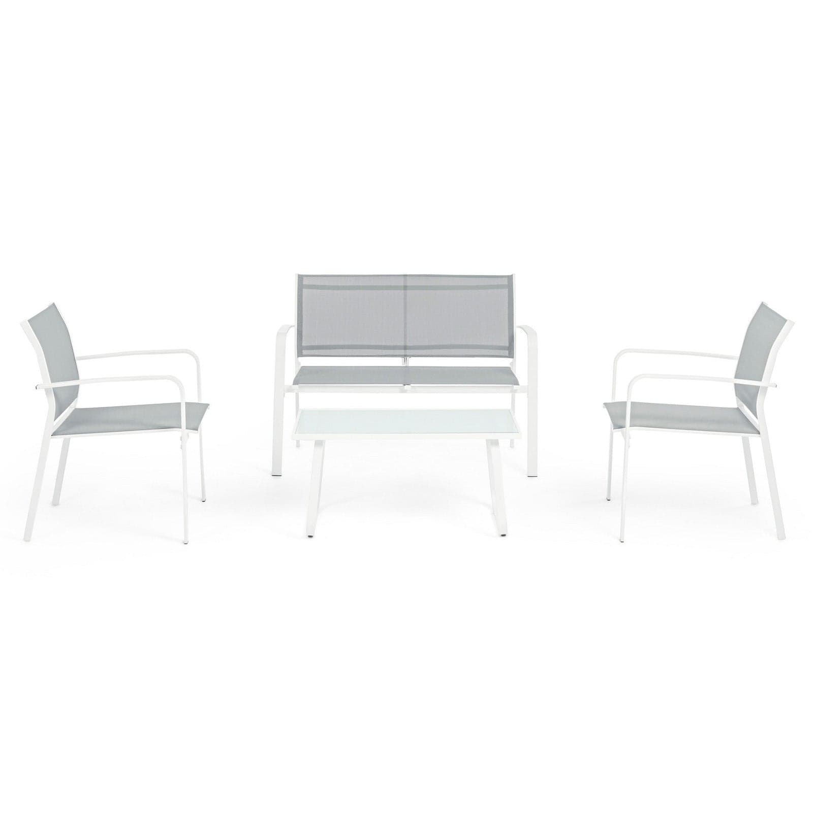 Salottino ''Arent'' in acciaio verniciato con texilene da esterno per giardino in Set di mobili Decor Space - Altamura, commercioVirtuoso.it