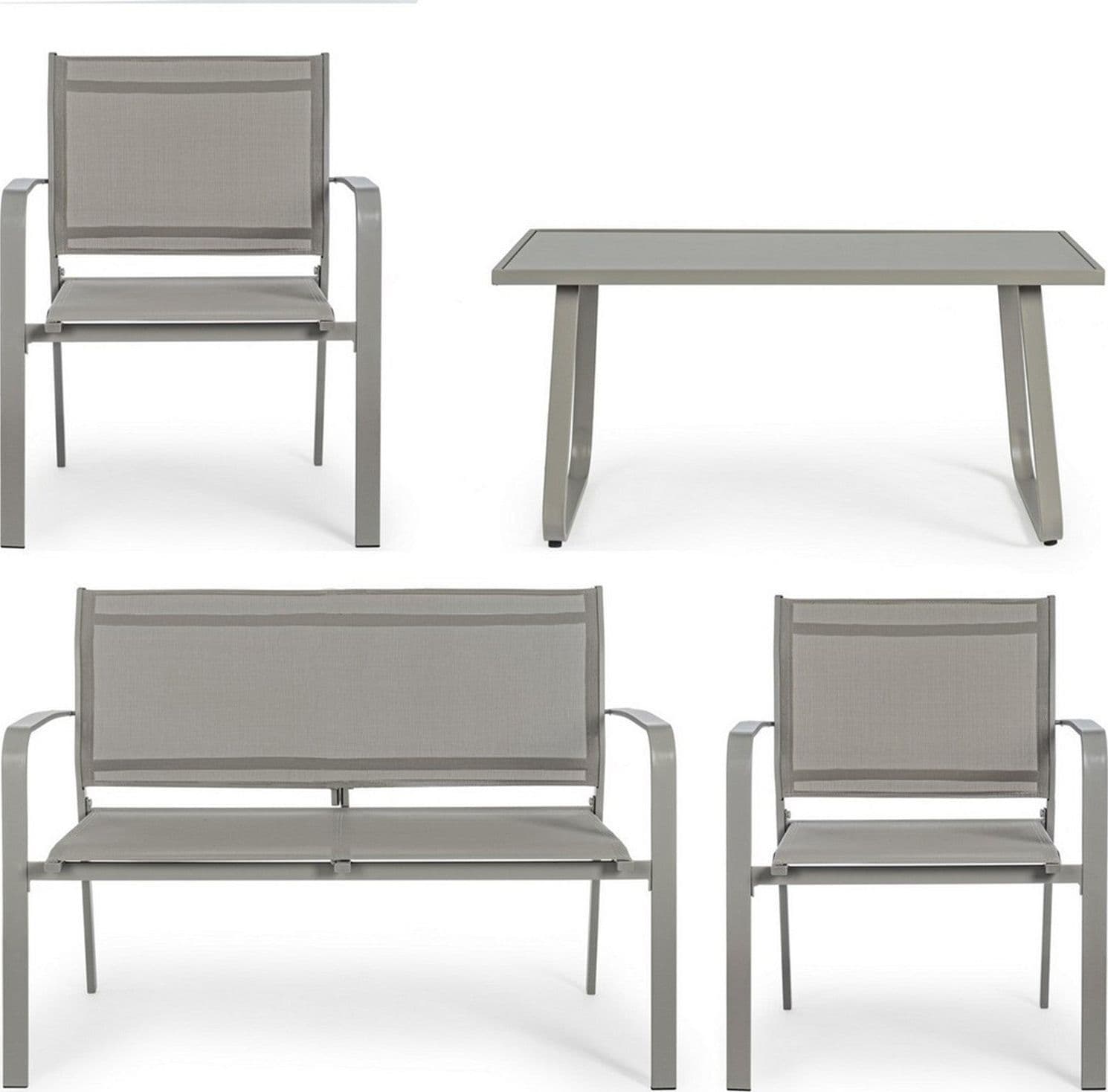 Salottino ''Arent'' in acciaio verniciato con texilene da esterno per giardino in Set di mobili Decor Space - Altamura, commercioVirtuoso.it