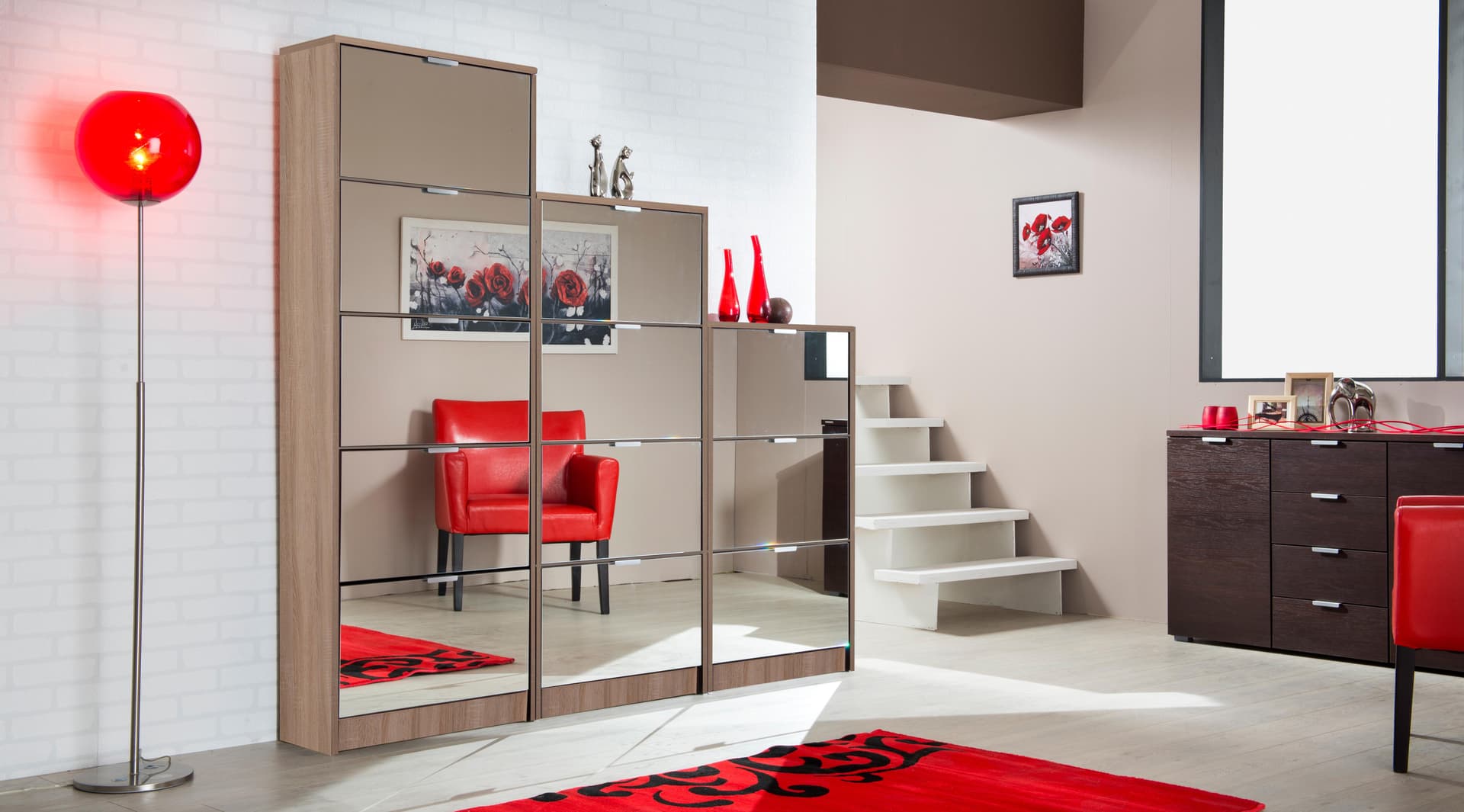 Scarpiera doppia profondità "Iceland" in legno con specchio, soluzione porta scarpe salva-spazio per la casa in Scarpiere Decor Space - Altamura, commercioVirtuoso.it