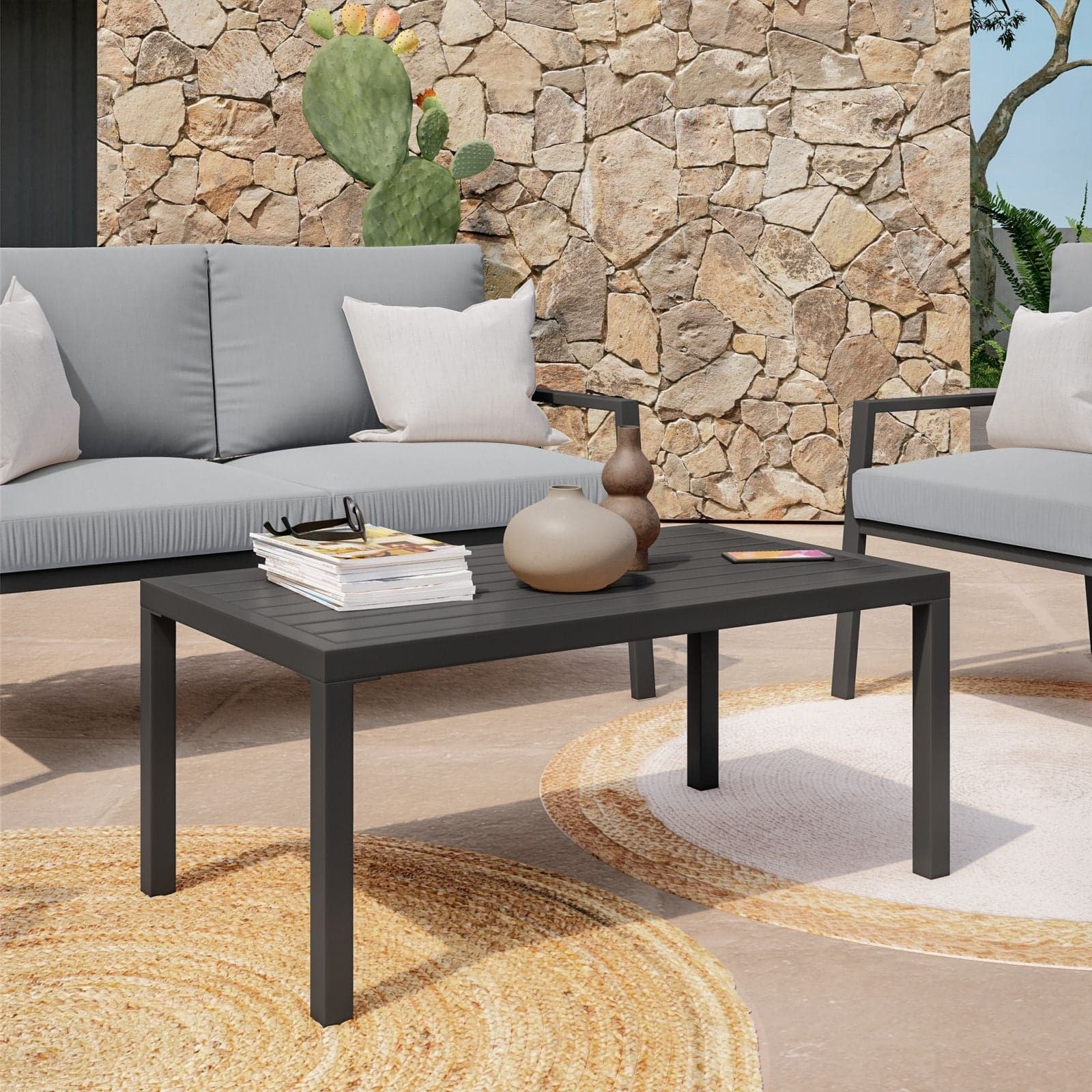 Salottino moderno per esterno "Barcellona" in alluminio con cuscini da giardino in Set di mobili Decor Space - Altamura, commercioVirtuoso.it