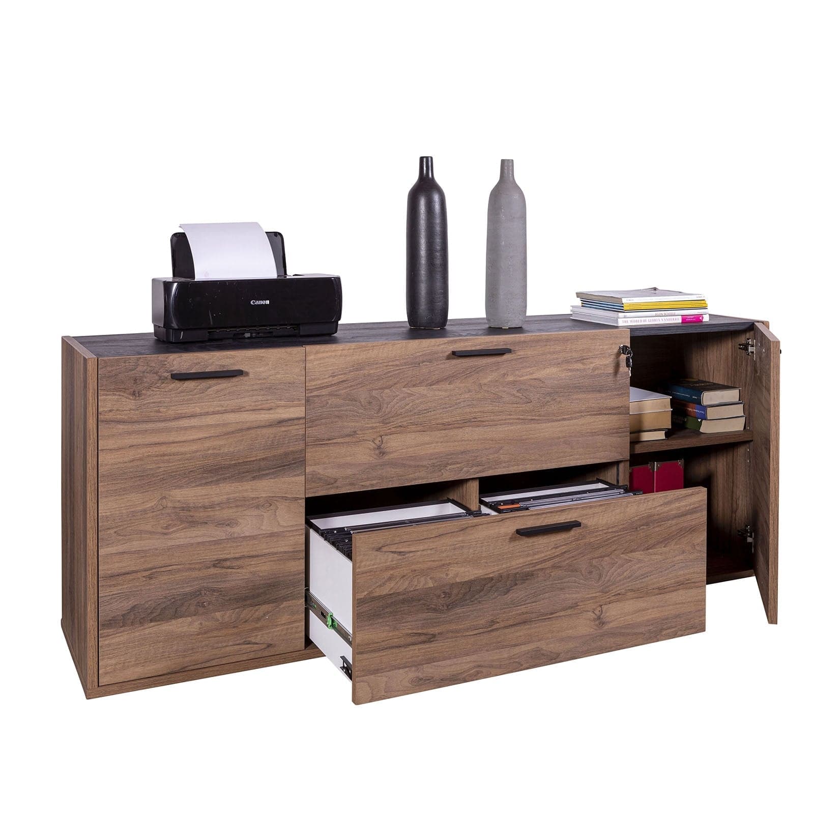 Contromobile con ante e cassetti "Da Vinci" in legno da ufficio arredamento per interno h 73 cm in Librerie Decor Space - Altamura, commercioVirtuoso.it
