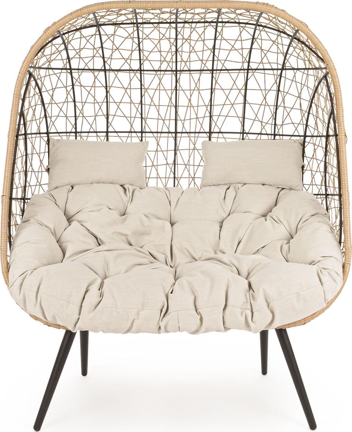 Poltrona Divano "marley" Da Esterno Salottino Intrecciato Con Cuscino Giardino e giardinaggio/Arredamento da giardino e accessori/Dondoli coperti Decor Space - Altamura, Commerciovirtuoso.it