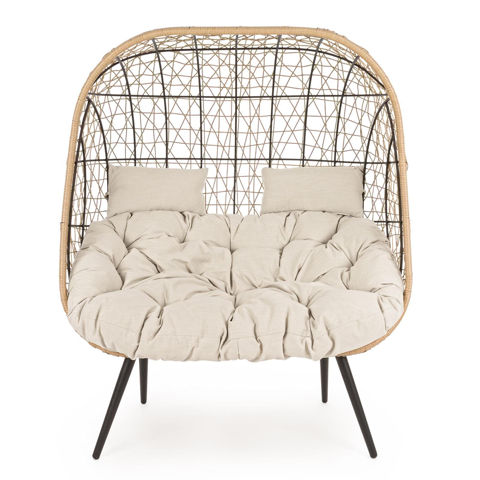 Poltrona Divano "marley" Da Esterno Salottino Intrecciato Con Cuscino Giardino e giardinaggio/Arredamento da giardino e accessori/Dondoli coperti Decor Space - Altamura, Commerciovirtuoso.it