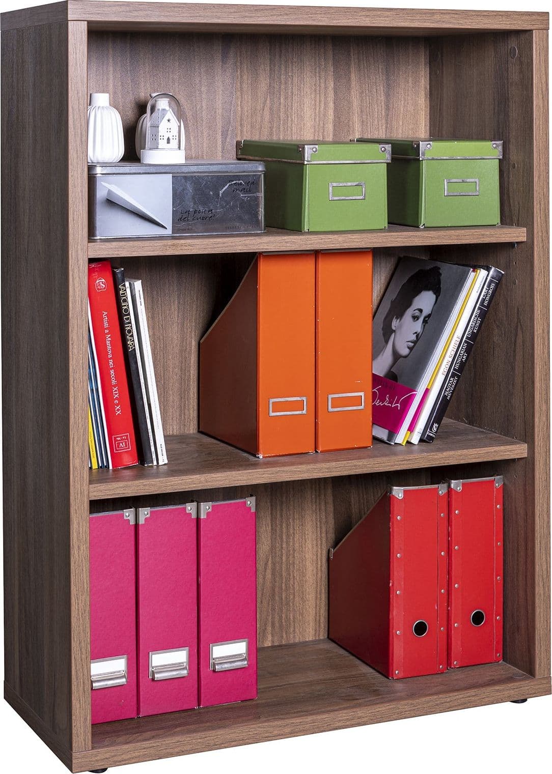 Libreria Bassa con 3 ripiani in legno da ufficio e cameretta arredamento "Made in Italy" in Librerie Decor Space - Altamura, commercioVirtuoso.it