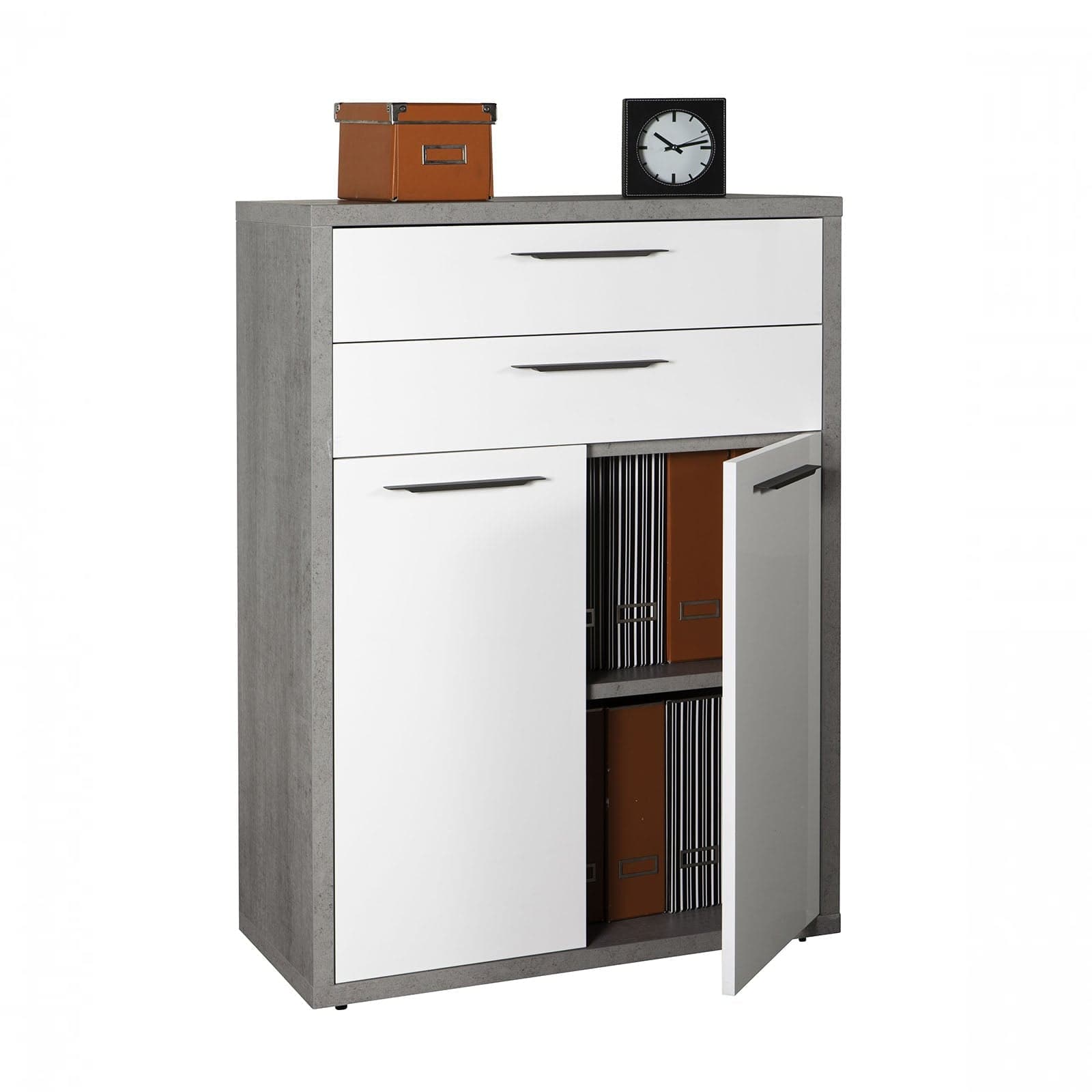 Libreria Bassa con 2 ante e 2 cassetti in legno da ufficio e cameretta arredamento "Made in Italy" in Librerie Decor Space - Altamura, commercioVirtuoso.it