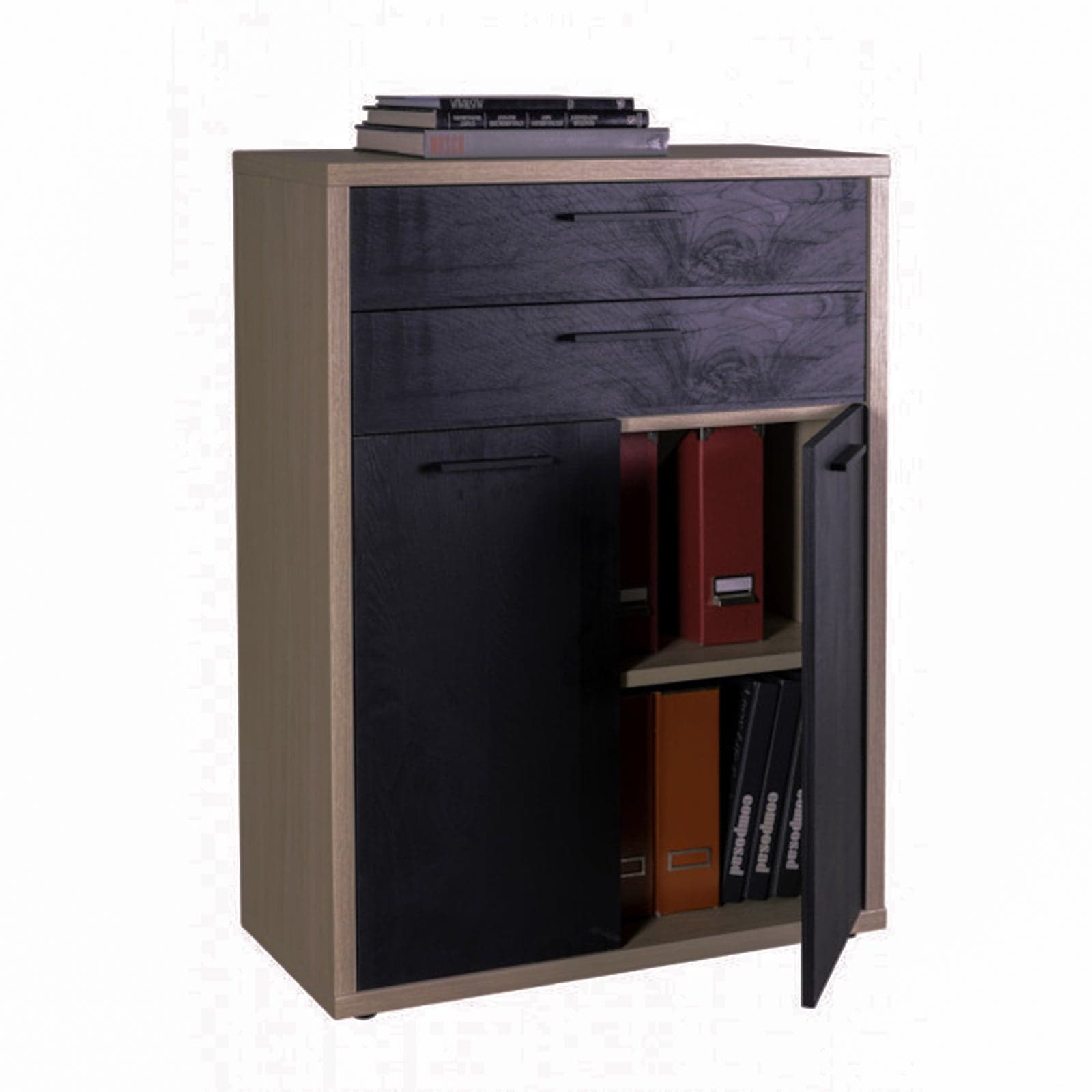 Libreria Bassa con 2 ante e 2 cassetti in legno da ufficio e cameretta arredamento "Made in Italy" in Librerie Decor Space - Altamura, commercioVirtuoso.it
