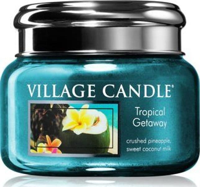 Candele profumate "Village Candle" profumatore per ambienti, Giara in vetro da 11 once – TROPICAL GETAWAY – classico
