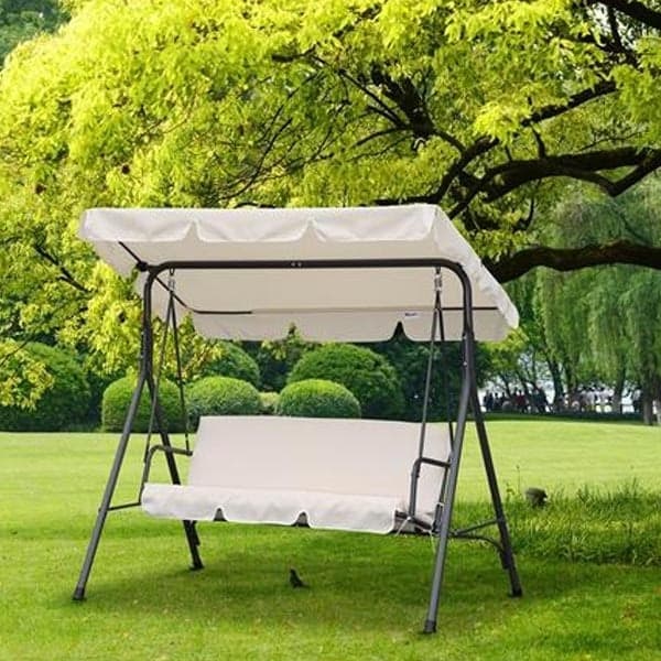 Dondolo 3 posti altalena da giardino e veranda Beige "Amantea" 170 cm in Dondoli coperti Decor Space - Altamura, commercioVirtuoso.it