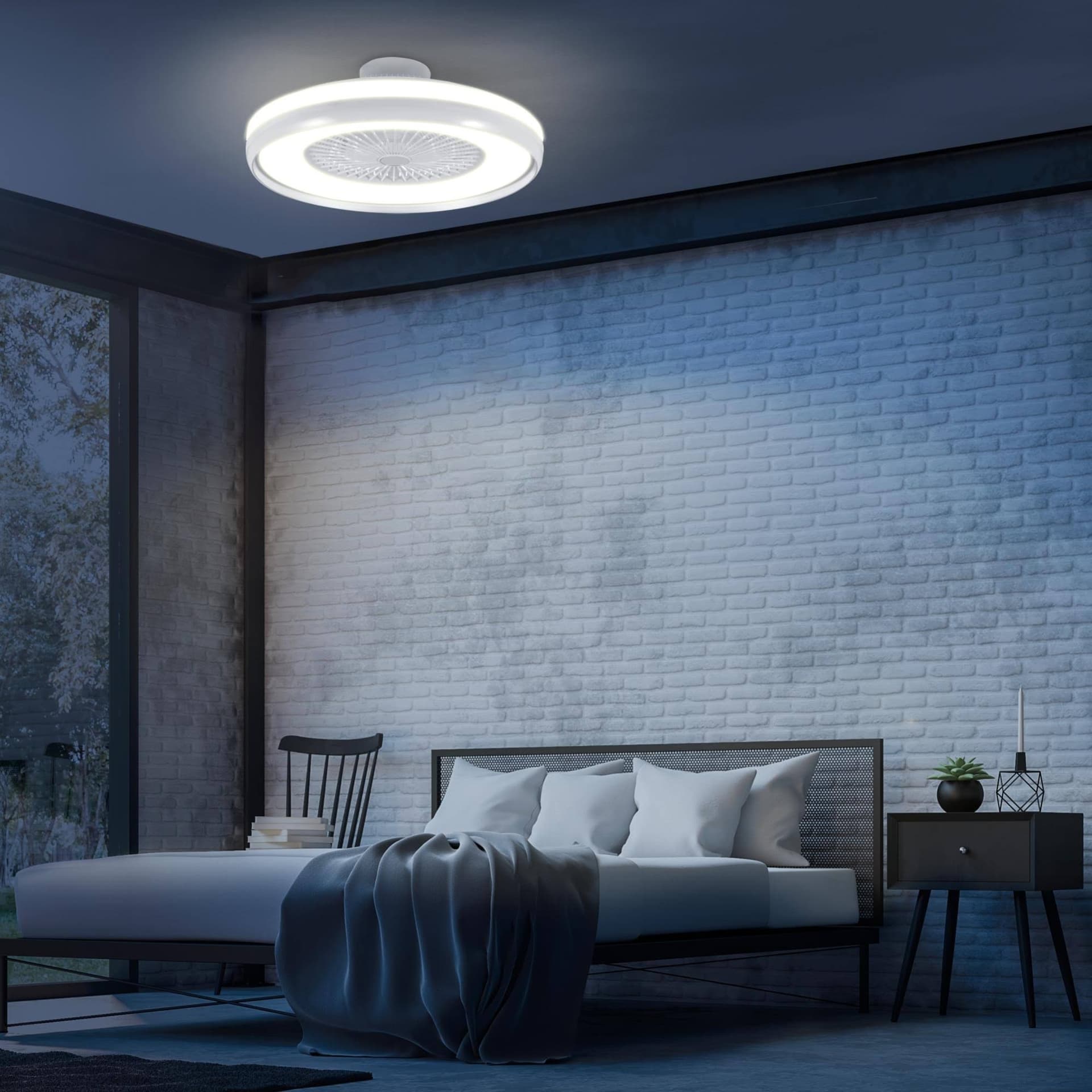 Ventilatore d'arredo a soffitto "Atollo" 6 velocità, da Ø 60 cm con luci e telecomando in Ventilatori da soffitto Decor Space - Altamura, commercioVirtuoso.it