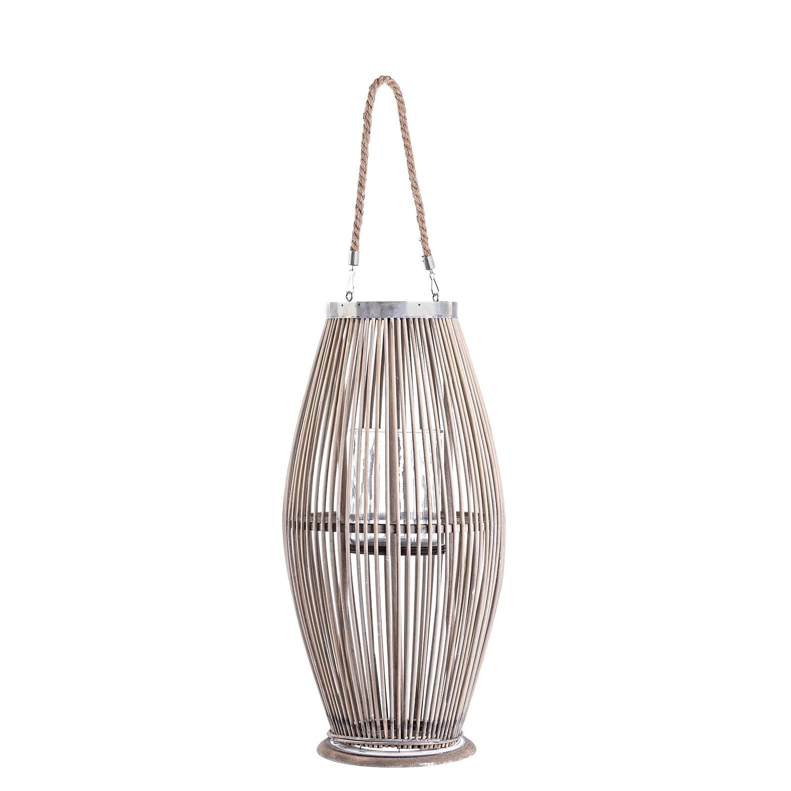 Lanterna da esterno "Jadida" con manico in juta decorazione per giardino in vimini - 11