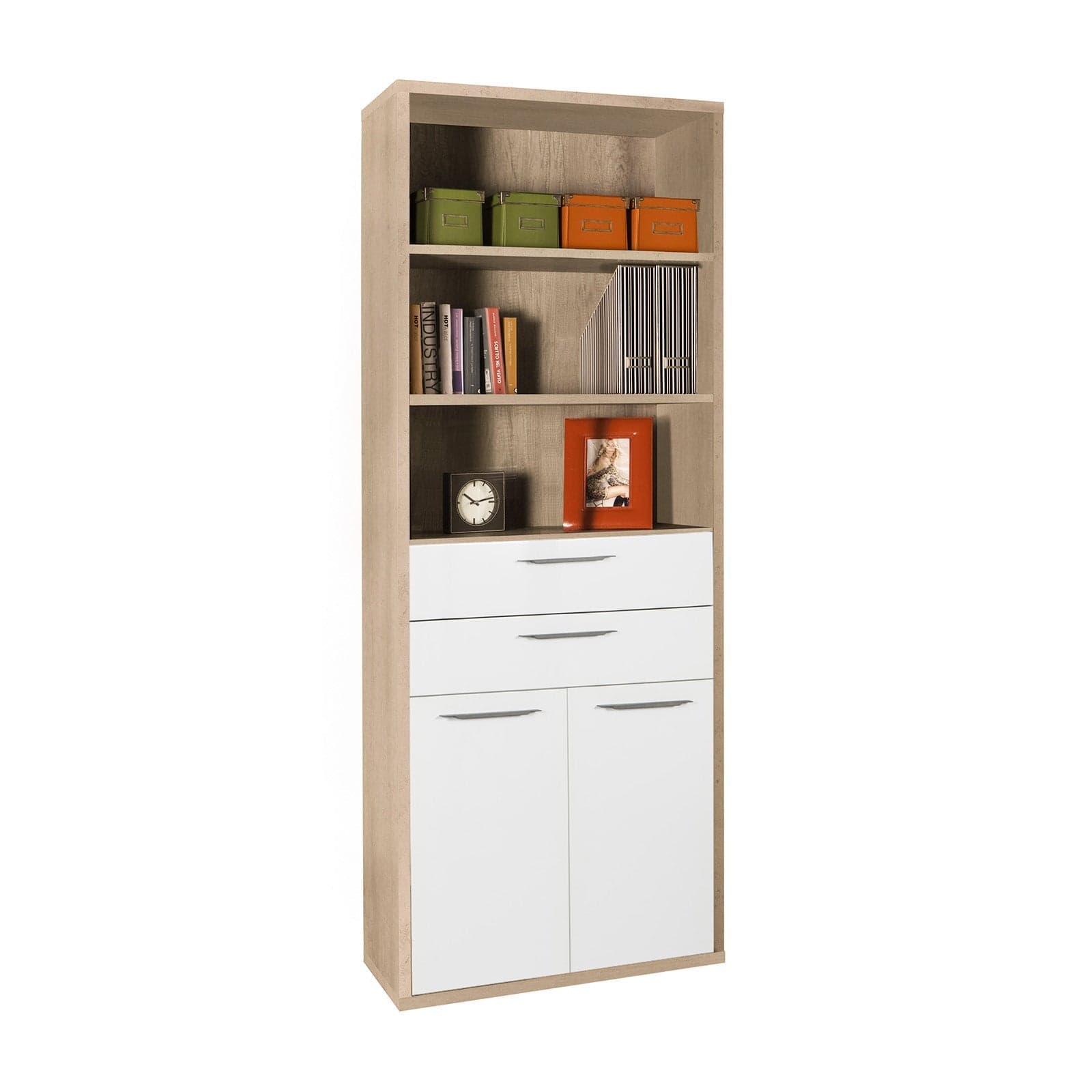 Libreria larga con 2 ante e 2 cassetti in legno da ufficio e cameretta arredamento "Made in Italy" in Librerie Decor Space - Altamura, commercioVirtuoso.it